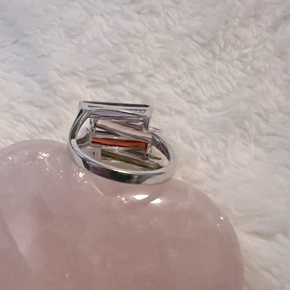 Genuine Gemstones Unique Creations Sterling Colored Bar Modernist .925 Ring - Picture 7 of 9